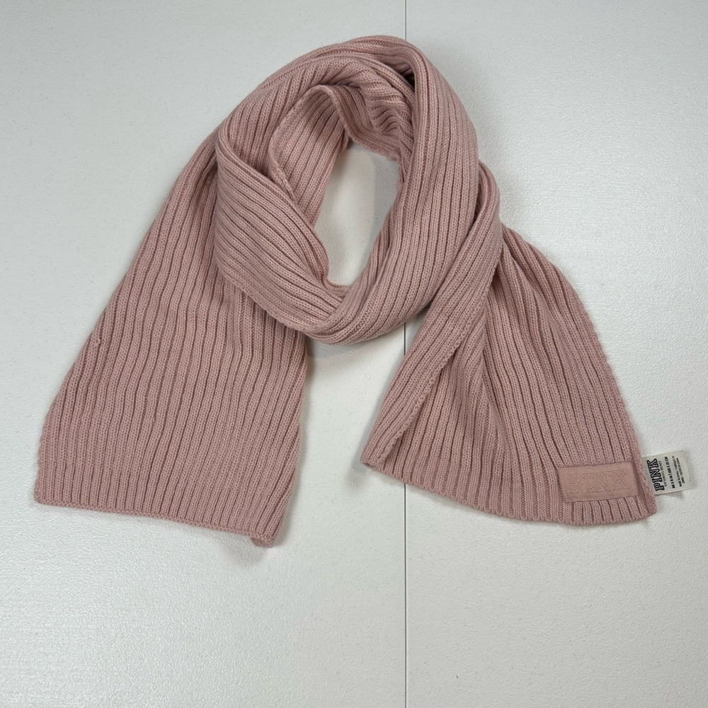 Victoria's Secret Pink Scarf Ribbed Knit 8 x 66 inches Neck Warmer Fall Winter